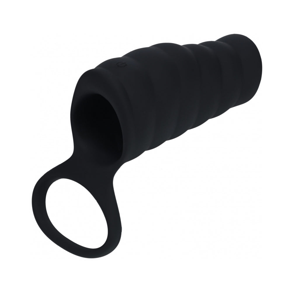 LEVELZ Vibrating Ribbed Cock and Ball Sleeve - Black